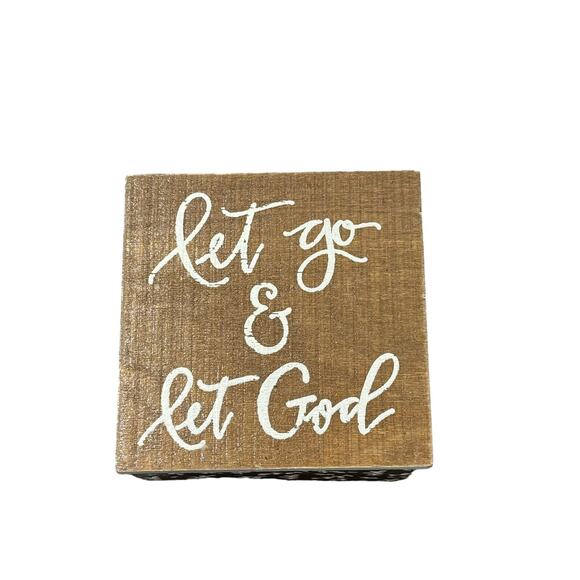 "Let Go Let God" Wooden Prayer Box by Primitives with Kathy NWOT - Picture 1 of 5